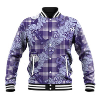 Purple Palaka Hawaii Cowboy Christmas Baseball Jacket Paniolo Mix Maile Lei - Polynesian Pride