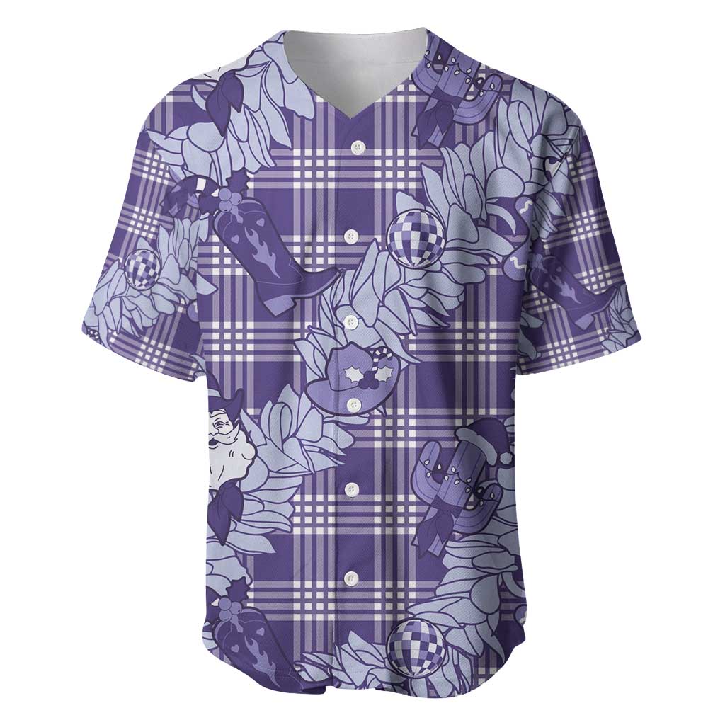 Purple Palaka Hawaii Cowboy Christmas Baseball Jersey Paniolo Mix Maile Lei - Polynesian Pride