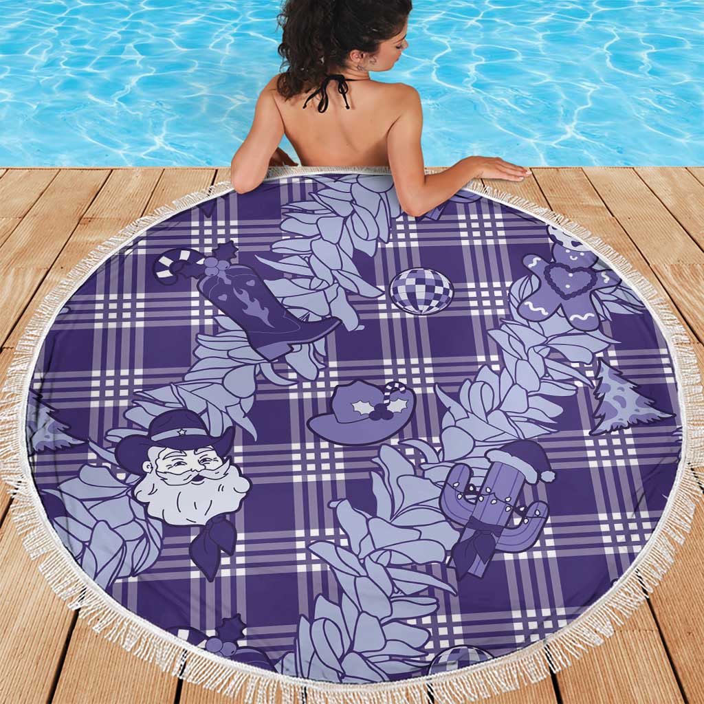 Purple Palaka Hawaii Cowboy Christmas Beach Blanket Paniolo Mix Maile Lei LT7 - Polynesian Pride