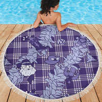 Purple Palaka Hawaii Cowboy Christmas Beach Blanket Paniolo Mix Maile Lei LT7 - Polynesian Pride