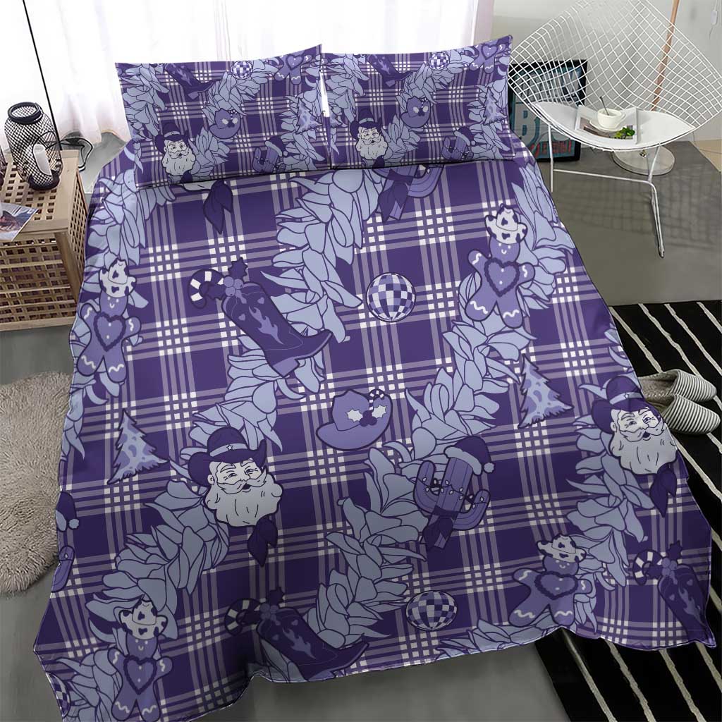 Purple Palaka Hawaii Cowboy Christmas Bedding Set Paniolo Mix Maile Lei - Polynesian Pride