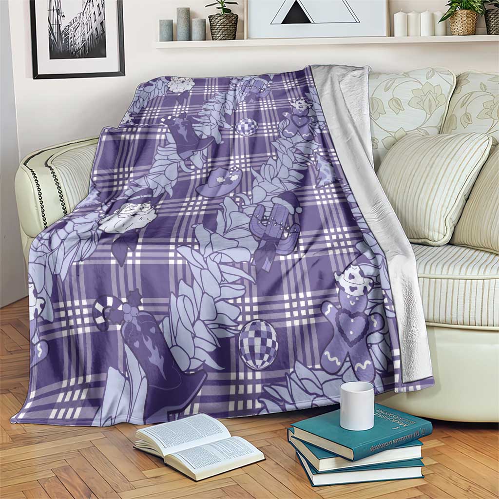 Purple Palaka Hawaii Cowboy Christmas Blanket Paniolo Mix Maile Lei - Polynesian Pride