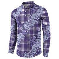 Purple Palaka Hawaii Cowboy Christmas Button Sweatshirt Paniolo Mix Maile Lei - Polynesian Pride