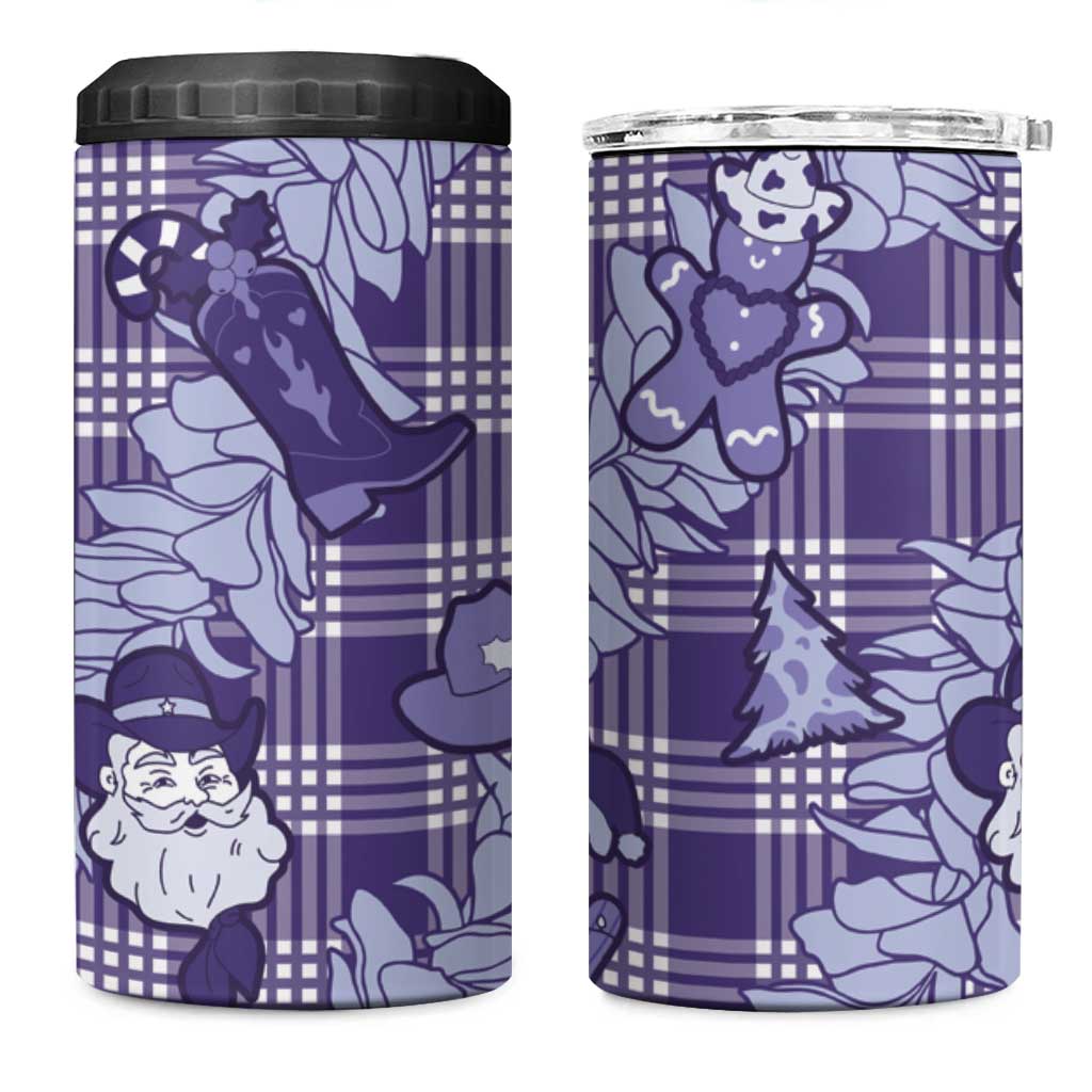 Purple Palaka Hawaii Cowboy Christmas 4 in 1 Can Cooler Tumbler Paniolo Mix Maile Lei - Polynesian Pride