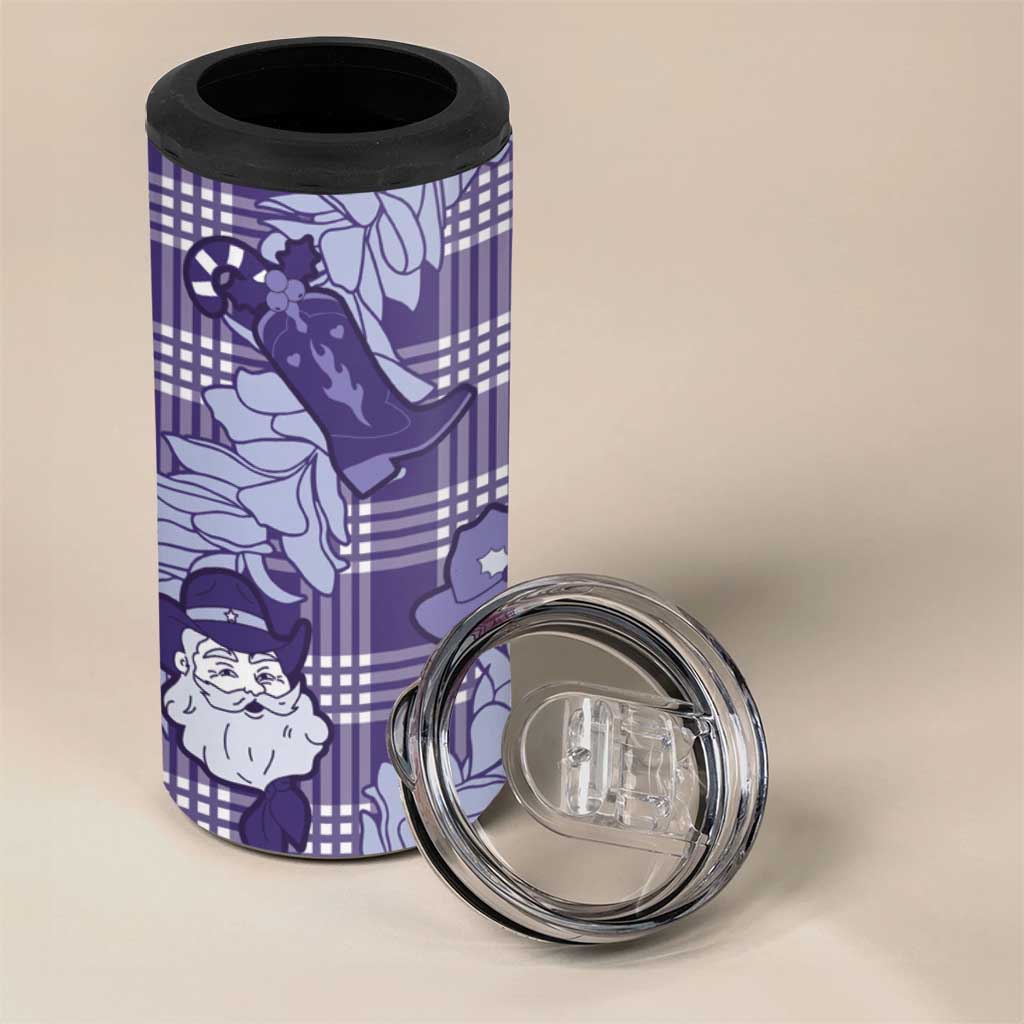 Purple Palaka Hawaii Cowboy Christmas 4 in 1 Can Cooler Tumbler Paniolo Mix Maile Lei - Polynesian Pride