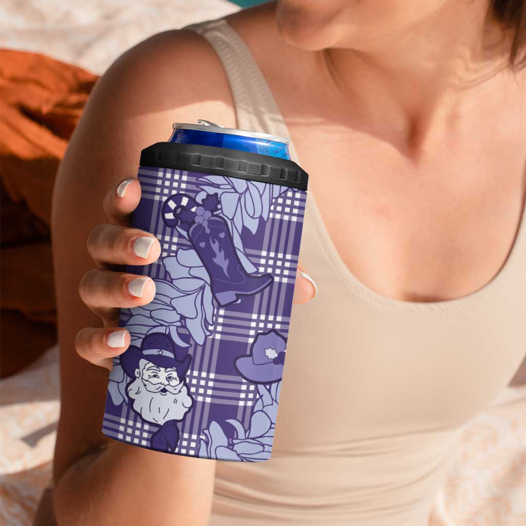 Purple Palaka Hawaii Cowboy Christmas 4 in 1 Can Cooler Tumbler Paniolo Mix Maile Lei - Polynesian Pride