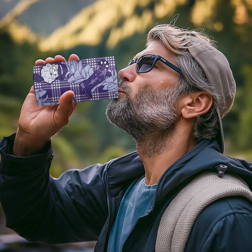 Purple Palaka Hawaii Cowboy Christmas 4 in 1 Can Cooler Tumbler Paniolo Mix Maile Lei - Polynesian Pride