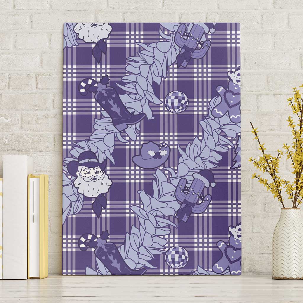 Purple Palaka Hawaii Cowboy Christmas Canvas Wall Art Paniolo Mix Maile Lei - Polynesian Pride
