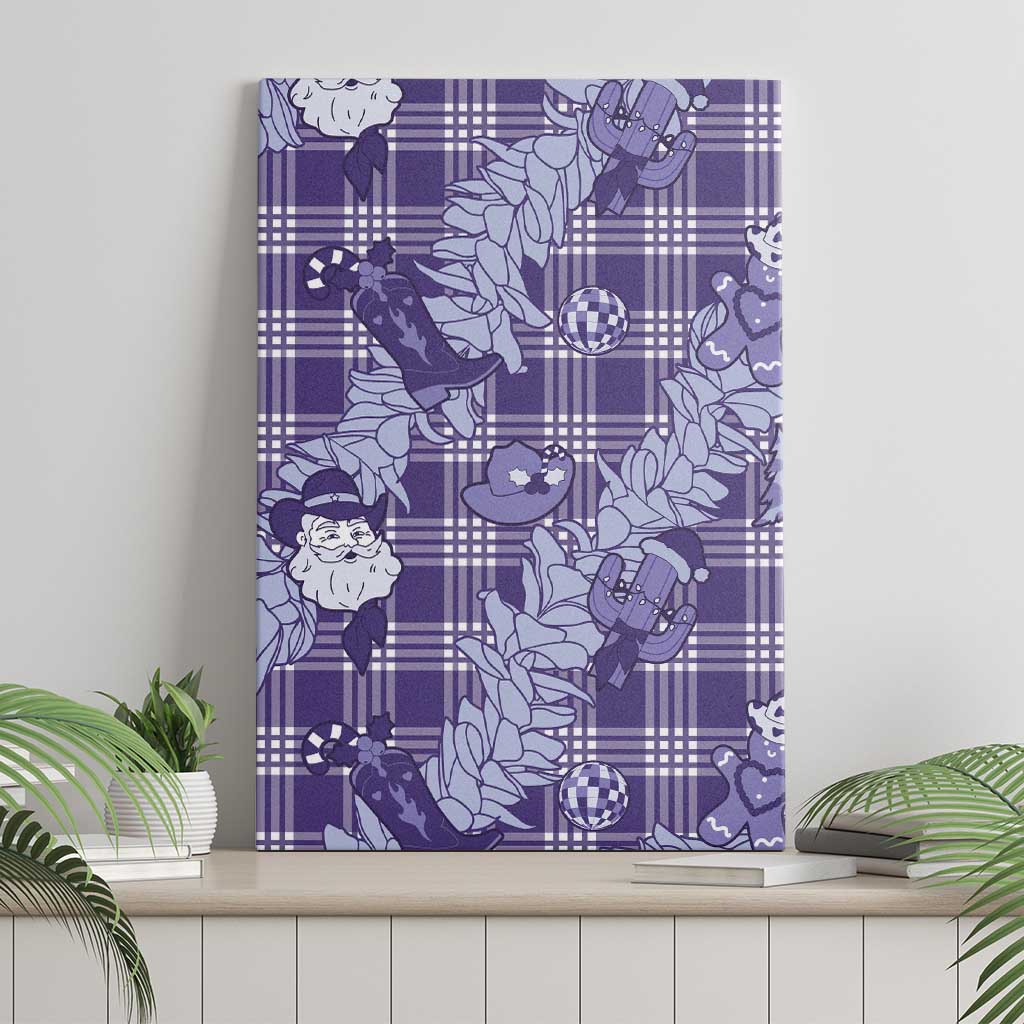 Purple Palaka Hawaii Cowboy Christmas Canvas Wall Art Paniolo Mix Maile Lei - Polynesian Pride