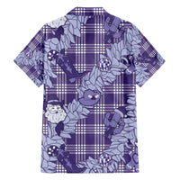 Purple Palaka Hawaii Cowboy Christmas Family Matching Off The Shoulder Long Sleeve Dress and Hawaiian Shirt Paniolo Mix Maile Lei - Polynesian Pride