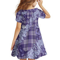 Purple Palaka Hawaii Cowboy Christmas Family Matching Off Shoulder Short Dress and Hawaiian Shirt Paniolo Mix Maile Lei - Polynesian Pride