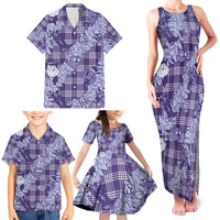 Purple Palaka Hawaii Cowboy Christmas Family Matching Tank Maxi Dress and Hawaiian Shirt Paniolo Mix Maile Lei - Polynesian Pride