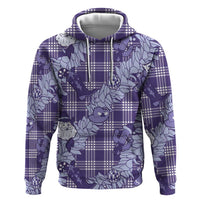 Purple Palaka Hawaii Cowboy Christmas Hoodie Paniolo Mix Maile Lei - Polynesian Pride