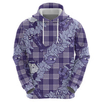 Purple Palaka Hawaii Cowboy Christmas Hoodie Paniolo Mix Maile Lei - Polynesian Pride