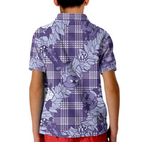 Purple Palaka Hawaii Cowboy Christmas Kid Polo Shirt Paniolo Mix Maile Lei - Polynesian Pride