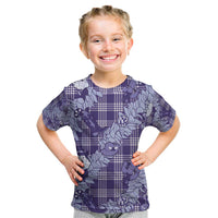 Purple Palaka Hawaii Cowboy Christmas Kid T Shirt Paniolo Mix Maile Lei - Polynesian Pride