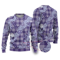 Purple Palaka Hawaii Cowboy Christmas Ugly Christmas Sweater Paniolo Mix Maile Lei - Polynesian Pride