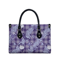 Purple Palaka Hawaii Cowboy Christmas Leather Bag Paniolo Mix Maile Lei - Polynesian Pride
