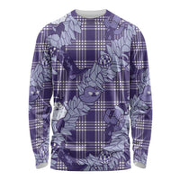 Purple Palaka Hawaii Cowboy Christmas Long Sleeve Shirt Paniolo Mix Maile Lei - Polynesian Pride
