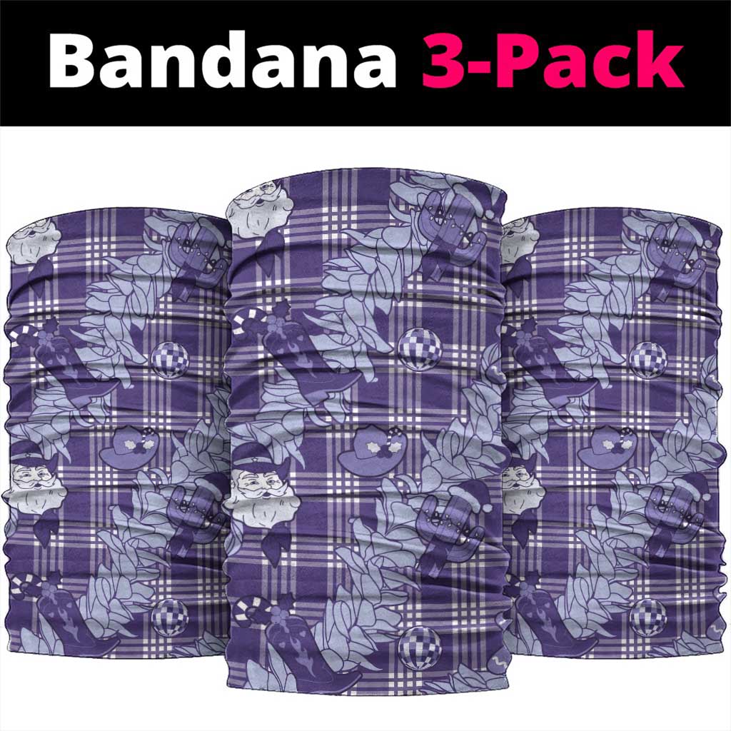 Purple Palaka Hawaii Cowboy Christmas Neck Gaiter Paniolo Mix Maile Lei - Polynesian Pride