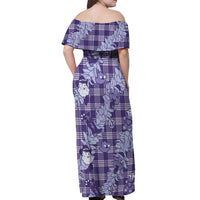 Purple Palaka Hawaii Cowboy Christmas Off Shoulder Maxi Dress Paniolo Mix Maile Lei - Polynesian Pride
