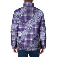 Purple Palaka Hawaii Cowboy Christmas Padded Jacket Paniolo Mix Maile Lei - Polynesian Pride