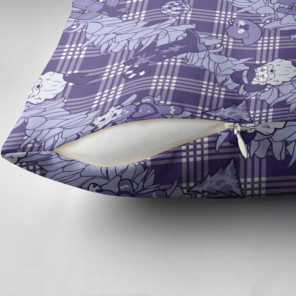 Purple Palaka Hawaii Cowboy Christmas Pillow Cover Paniolo Mix Maile Lei - Polynesian Pride