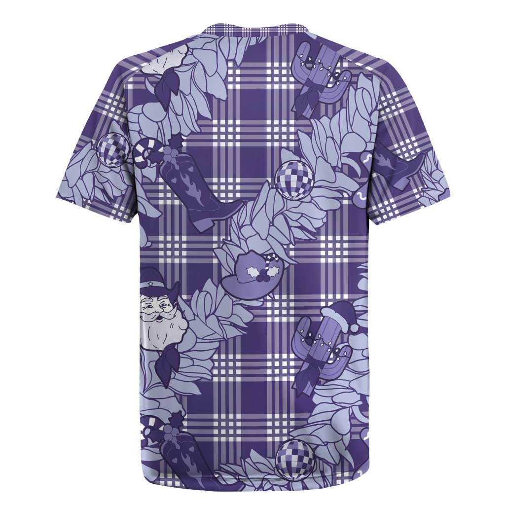 Purple Palaka Hawaii Cowboy Christmas Rugby Jersey Paniolo Mix Maile Lei - Polynesian Pride