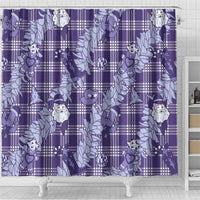 Purple Palaka Hawaii Cowboy Christmas Shower Curtain Paniolo Mix Maile Lei - Polynesian Pride