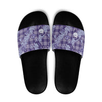 Purple Palaka Hawaii Cowboy Christmas Slide Sandals Paniolo Mix Maile Lei LT7 Purple - Polynesian Pride