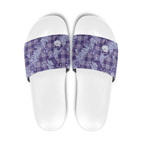 Purple Palaka Hawaii Cowboy Christmas Slide Sandals Paniolo Mix Maile Lei LT7 Purple - Polynesian Pride