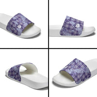 Purple Palaka Hawaii Cowboy Christmas Slide Sandals Paniolo Mix Maile Lei LT7 - Polynesian Pride