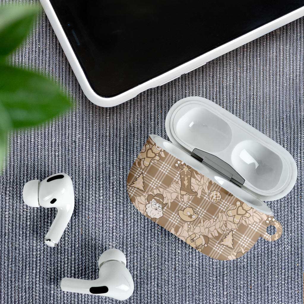 Khaki Palaka Hawaii Cowboy Christmas AirPods Case Paniolo Mix Maile Lei - Polynesian Pride