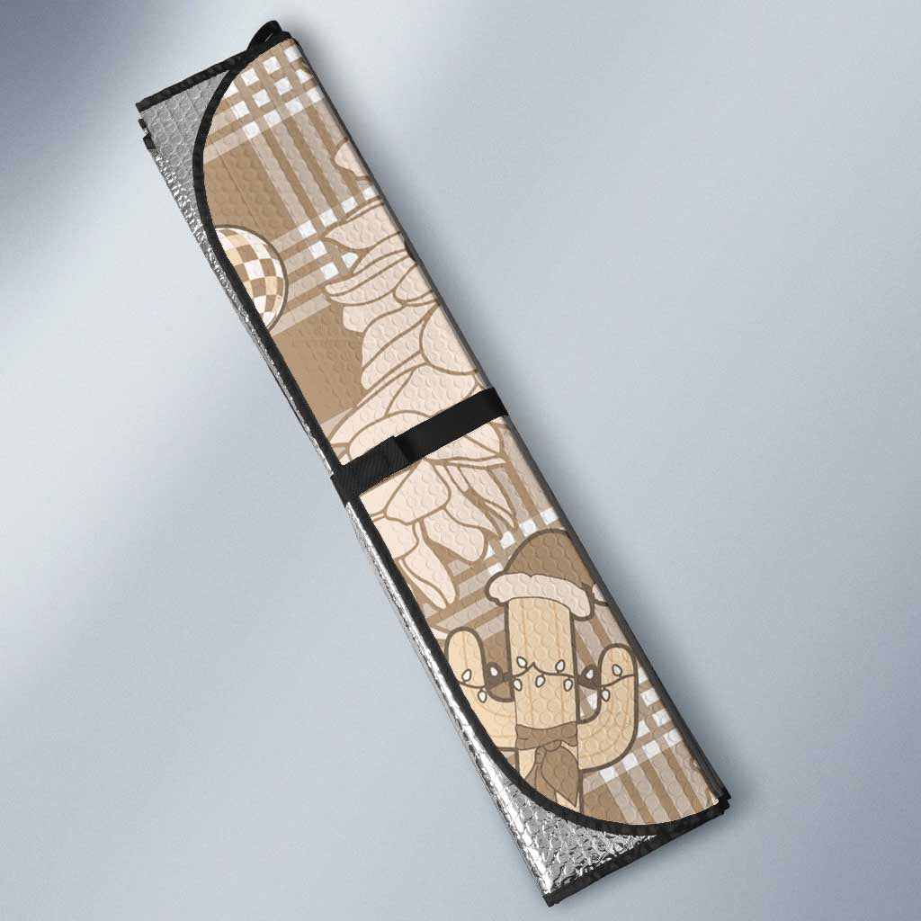 Khaki Palaka Hawaii Cowboy Christmas Auto Sun Shade Paniolo Mix Maile Lei - Polynesian Pride