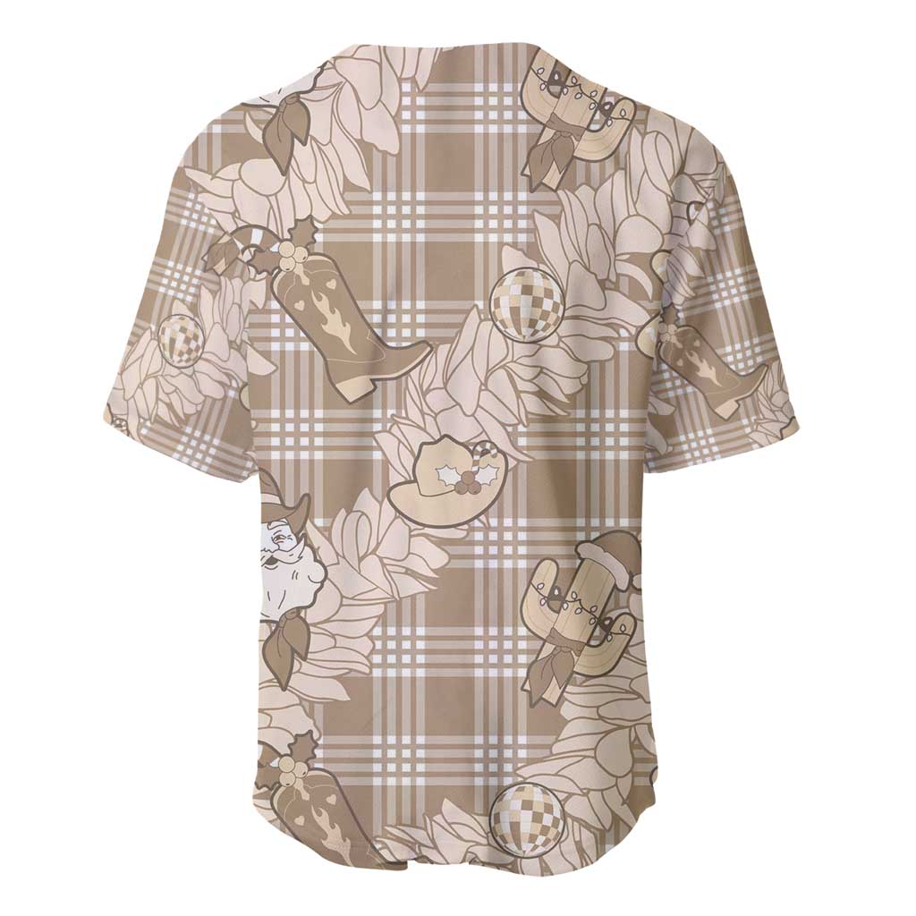 Khaki Palaka Hawaii Cowboy Christmas Baseball Jersey Paniolo Mix Maile Lei - Polynesian Pride