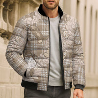 Khaki Palaka Hawaii Cowboy Christmas Bomber Puffer Jacket Paniolo Mix Maile Lei - Polynesian Pride