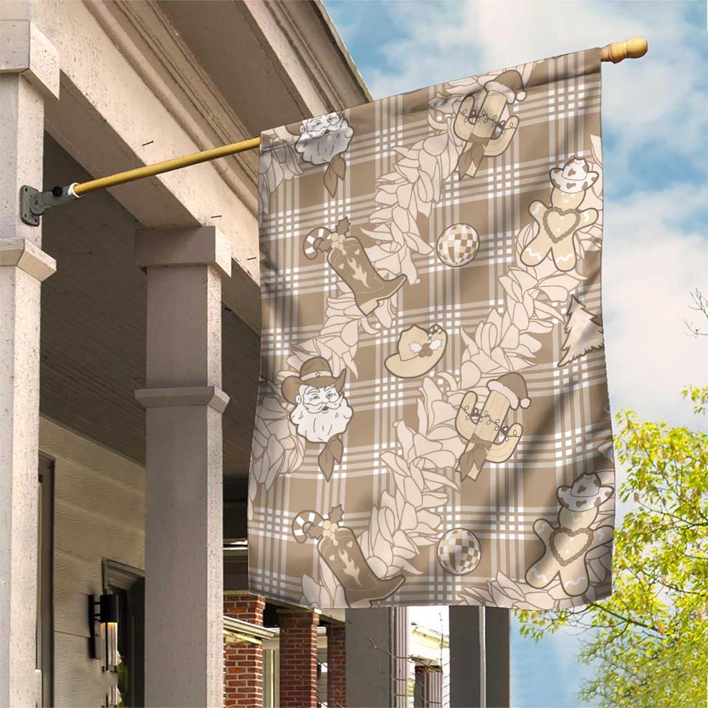 Khaki Palaka Hawaii Cowboy Christmas Garden Flag Paniolo Mix Maile Lei - Polynesian Pride