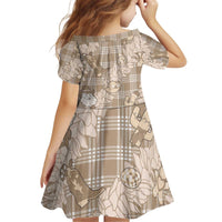 Khaki Palaka Hawaii Cowboy Christmas Kid Short Sleeve Dress Paniolo Mix Maile Lei - Polynesian Pride