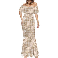 Khaki Palaka Hawaii Cowboy Christmas Mermaid Dress Paniolo Mix Maile Lei - Polynesian Pride