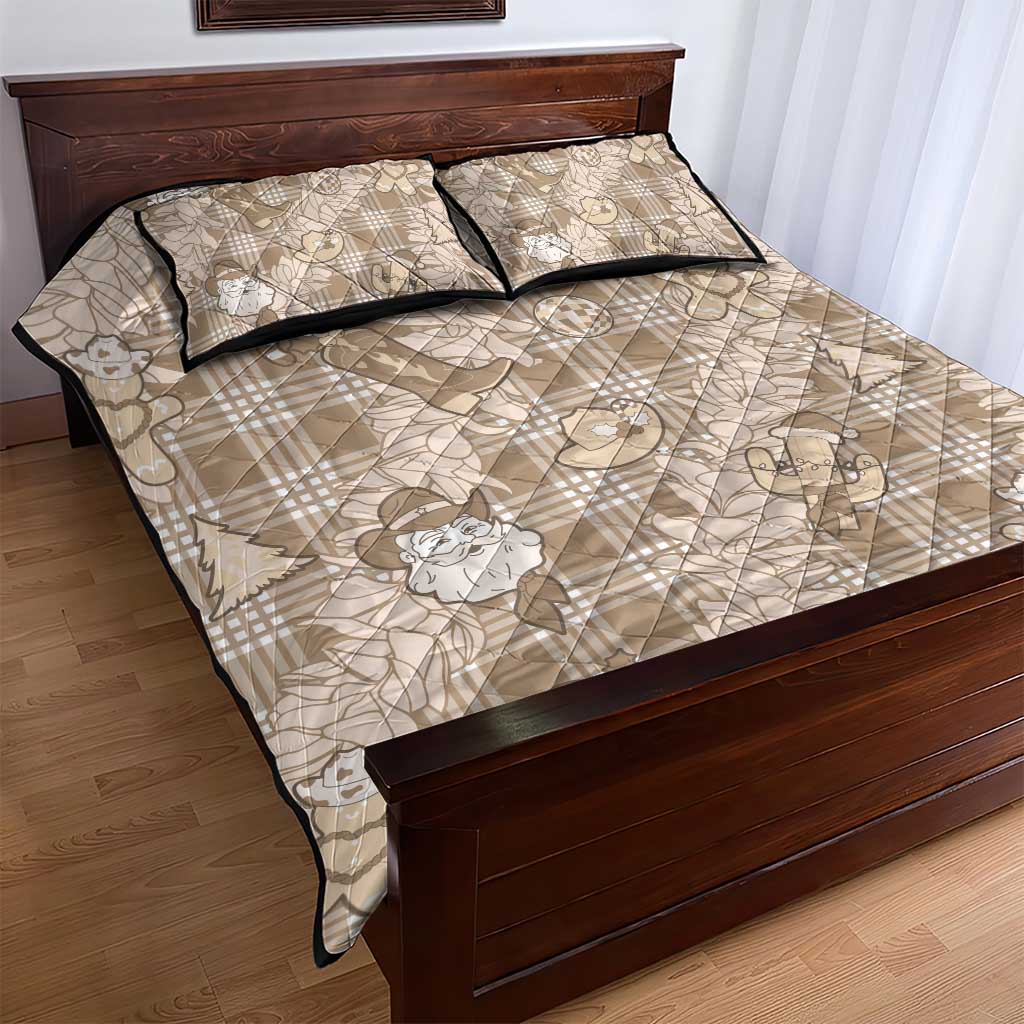 Khaki Palaka Hawaii Cowboy Christmas Quilt Bed Set Paniolo Mix Maile Lei - Polynesian Pride