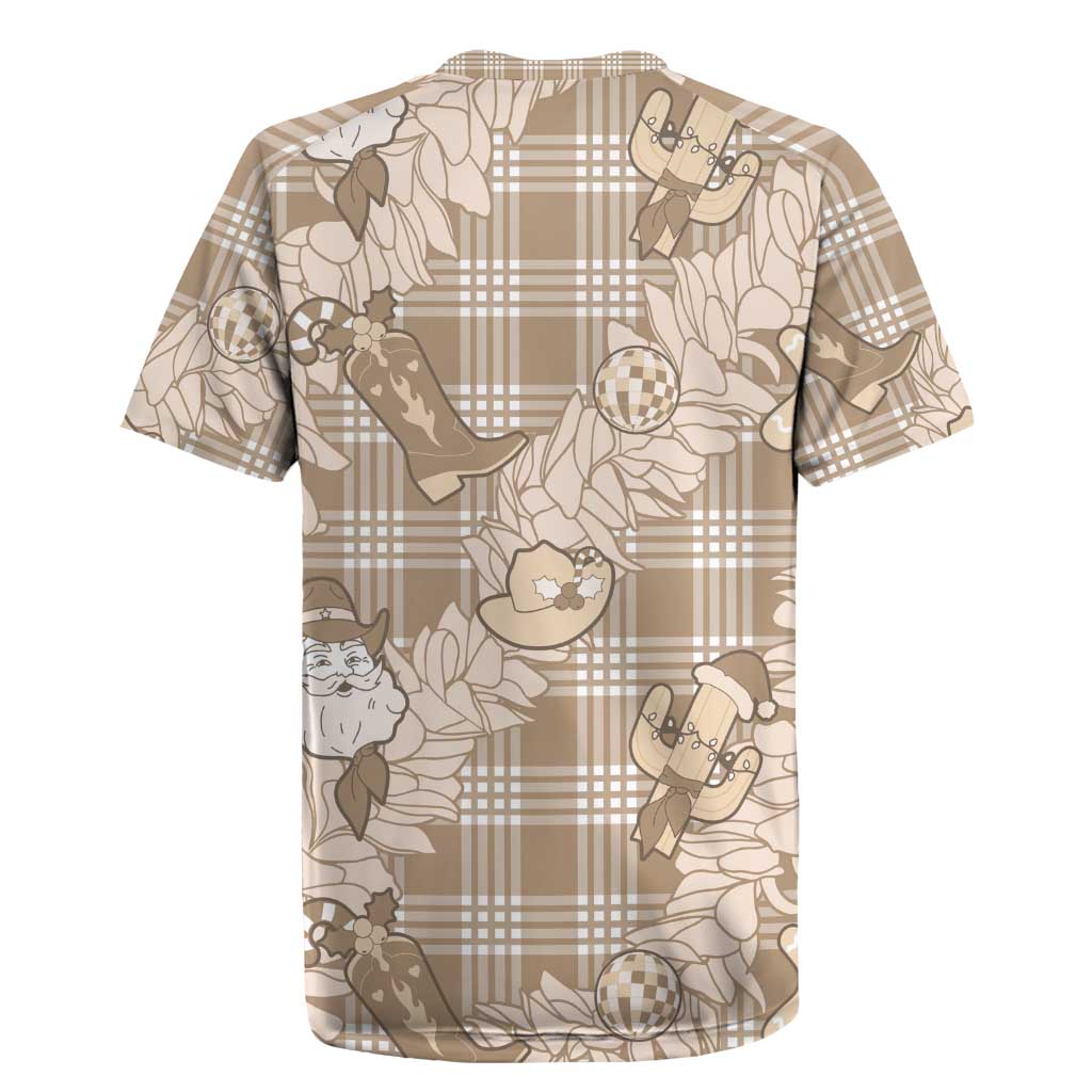 Khaki Palaka Hawaii Cowboy Christmas Rugby Jersey Paniolo Mix Maile Lei - Polynesian Pride