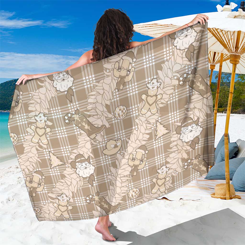 Khaki Palaka Hawaii Cowboy Christmas Sarong Paniolo Mix Maile Lei - Polynesian Pride