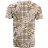 Khaki Palaka Hawaii Cowboy Christmas T Shirt Paniolo Mix Maile Lei - Polynesian Pride