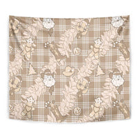 Khaki Palaka Hawaii Cowboy Christmas Tapestry Paniolo Mix Maile Lei - Polynesian Pride