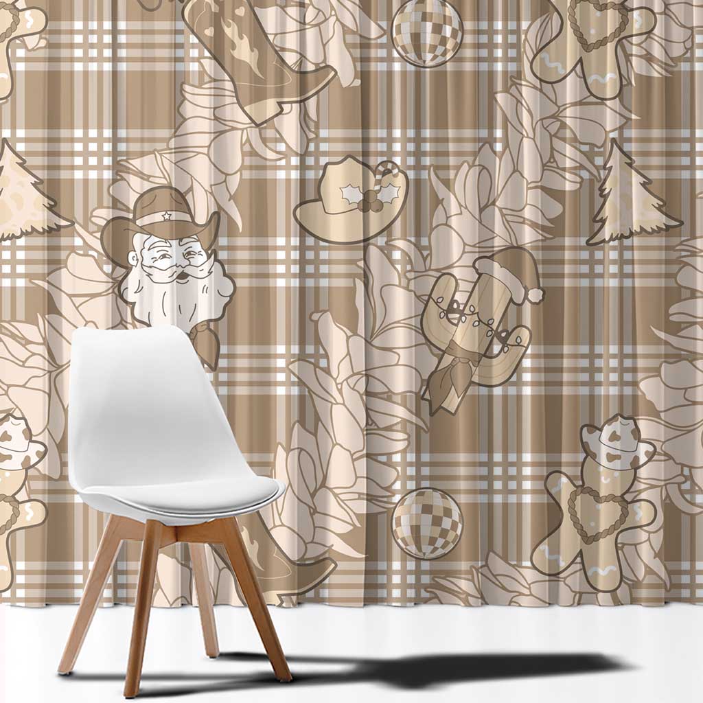 Khaki Palaka Hawaii Cowboy Christmas Window Curtain Paniolo Mix Maile Lei - Polynesian Pride