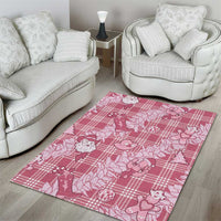 Pink Palaka Hawaii Cowboy Christmas Area Rug Paniolo Mix Maile Lei - Polynesian Pride