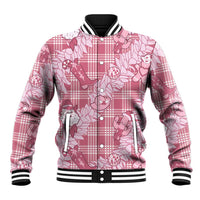 Pink Palaka Hawaii Cowboy Christmas Baseball Jacket Paniolo Mix Maile Lei - Polynesian Pride