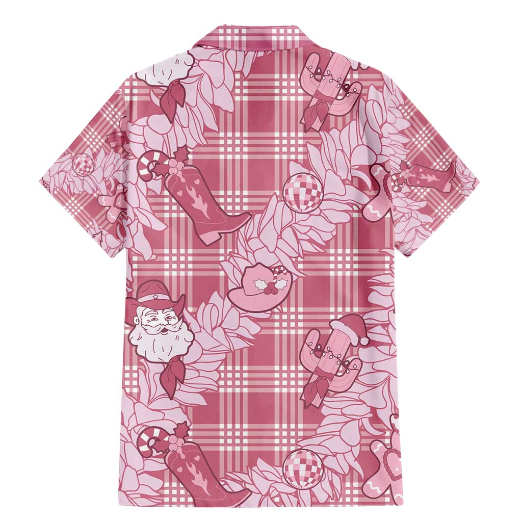 Pink Palaka Hawaii Cowboy Christmas Family Matching Mermaid Dress and Hawaiian Shirt Paniolo Mix Maile Lei - Polynesian Pride