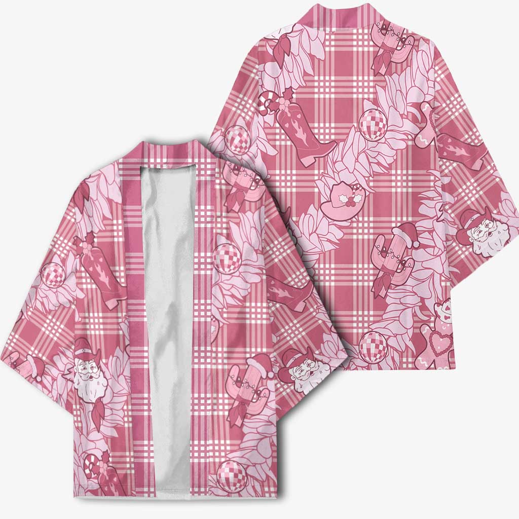 Pink Palaka Hawaii Cowboy Christmas Kimono Paniolo Mix Maile Lei - Polynesian Pride