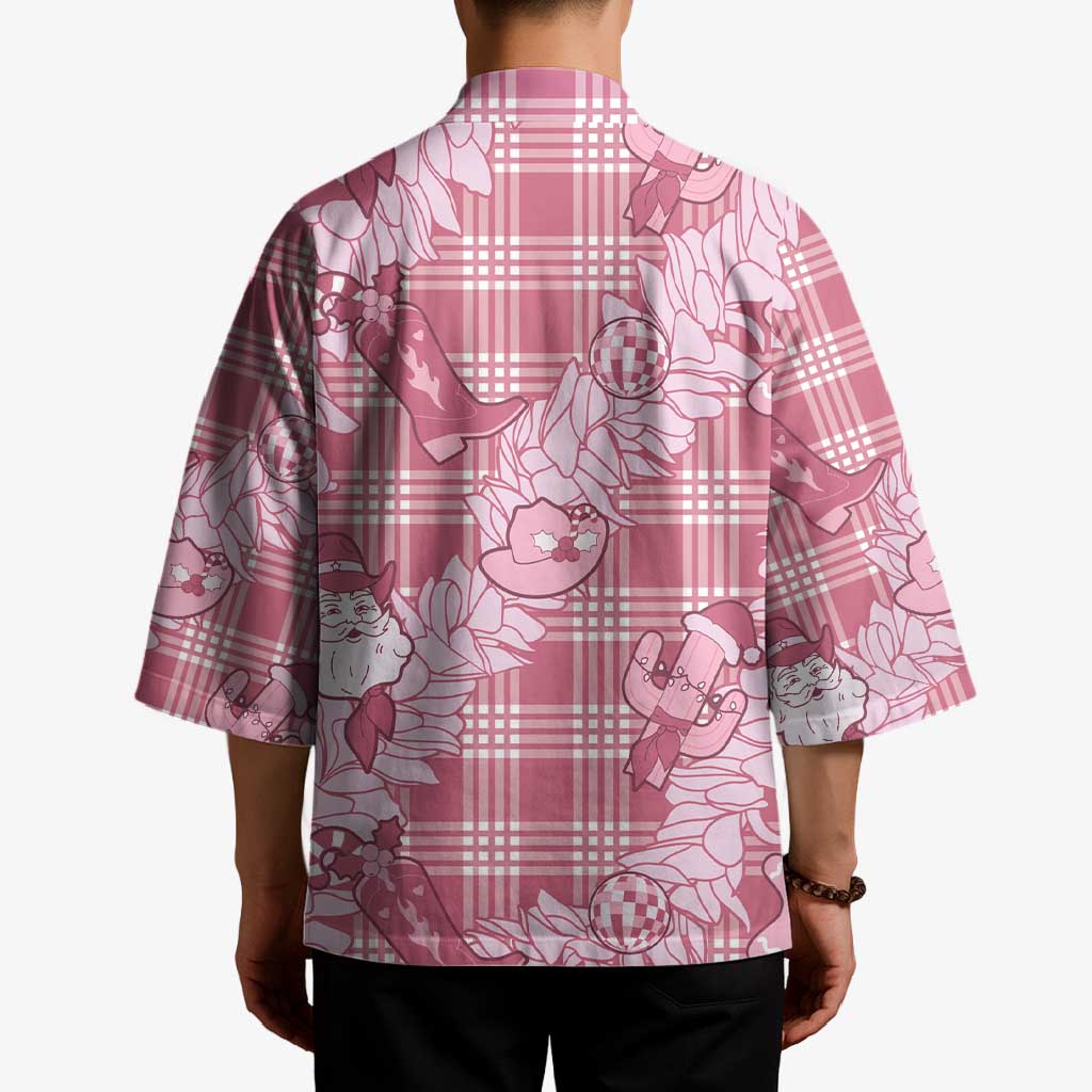 Pink Palaka Hawaii Cowboy Christmas Kimono Paniolo Mix Maile Lei - Polynesian Pride